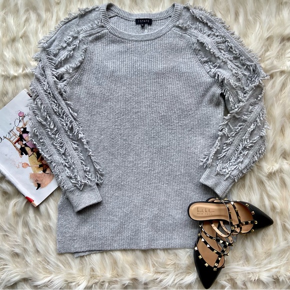 1.State | Fringe Sleeve Tunic Sweater - Picture 2 of 9